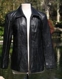 Black Classic Leather Biker Jacket with Zipper Front