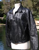 Black Leather Biker Jacket Front Zipper