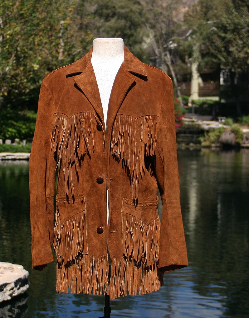 Brown Leather Western Frills Jacket