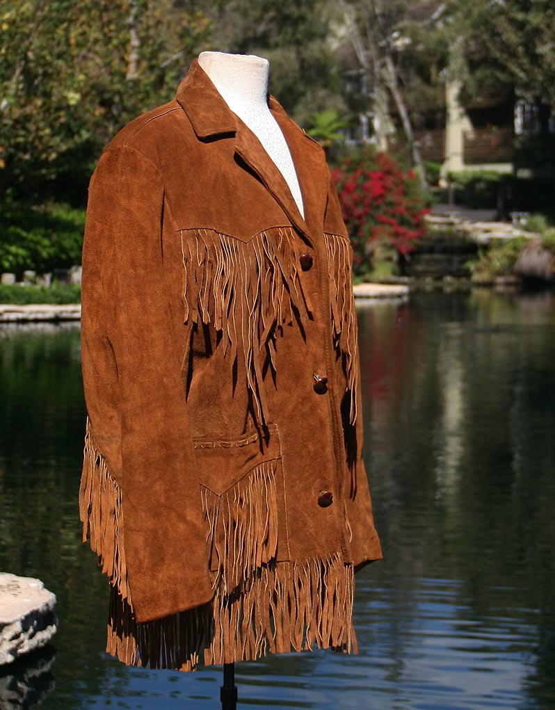 Brown Leather Western Frills Jacket