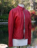 Classic American Red Leather Jacket Front Zipper