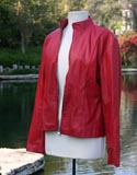 Classic American Red Leather Jacket Front Zipper