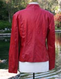 Classic American Red Leather Jacket Front Zipper