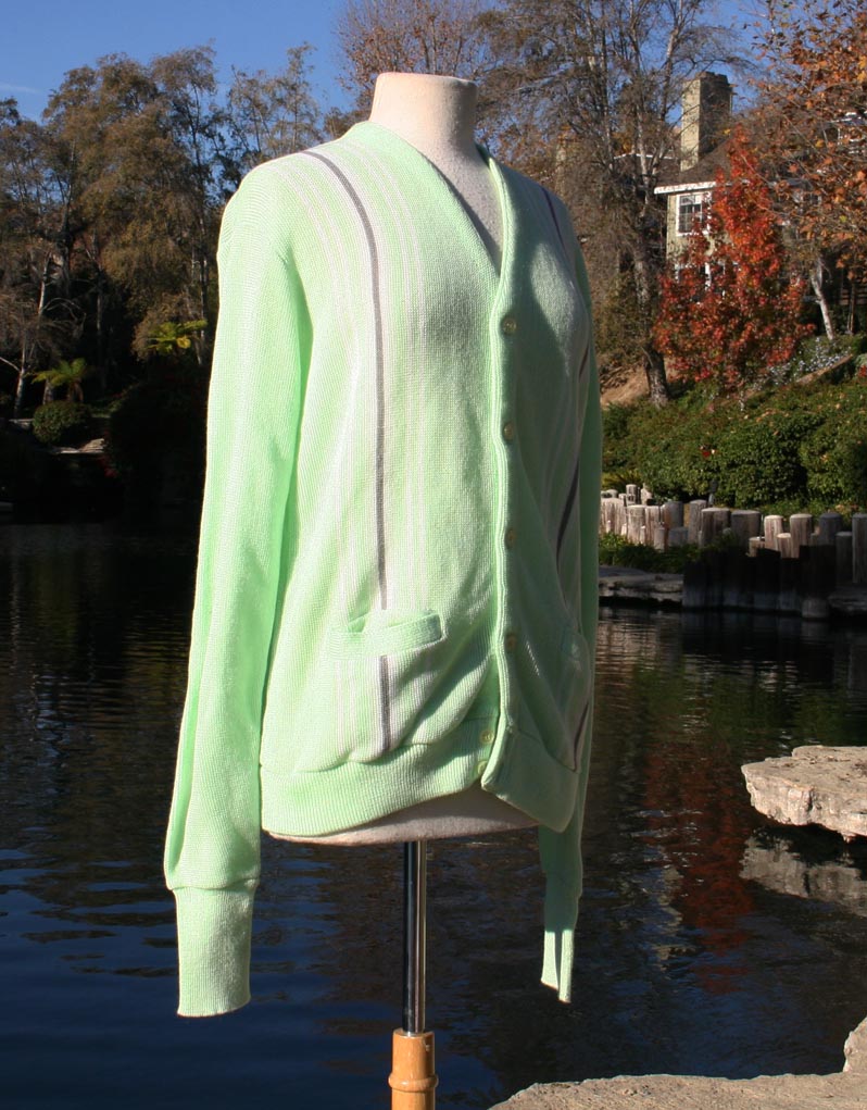 Green Golfer Cardigan Sweater