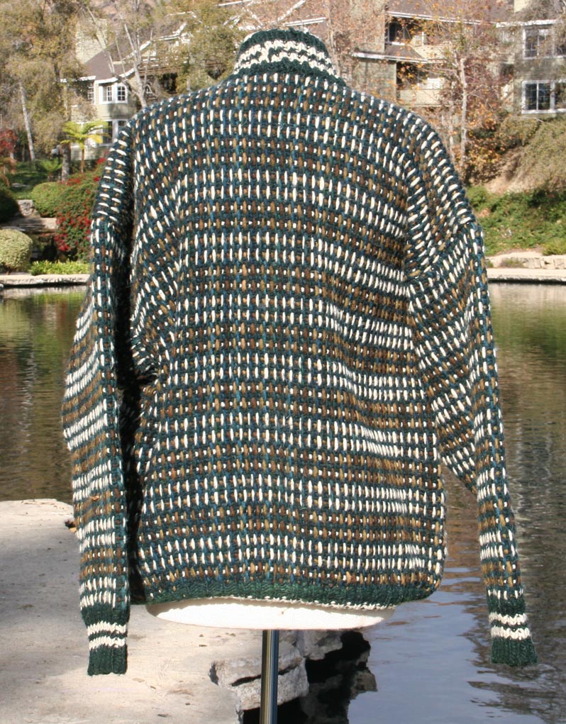 Green Tan Strips Cardigan Sweater