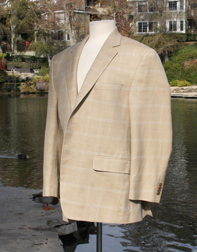 Tan Square Pin Strips Blazer