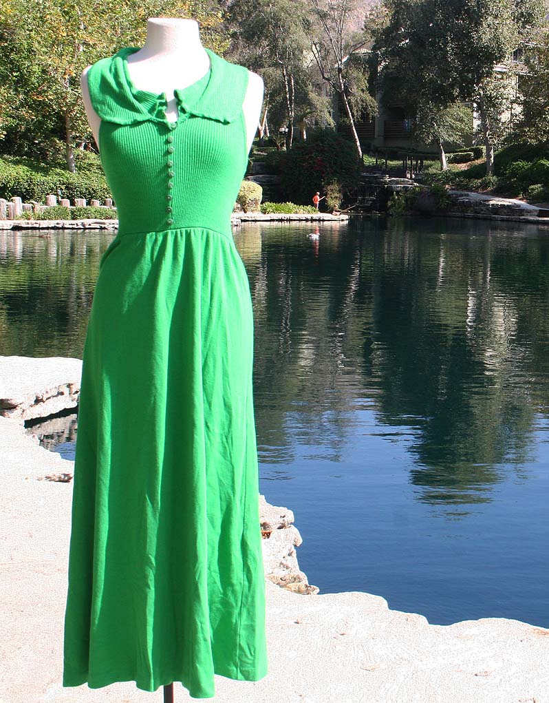 Green Shelveless Knit Sun Dress