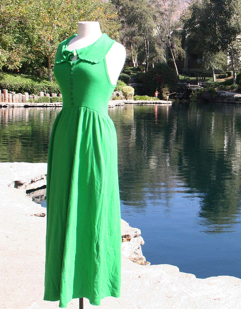 Green Shelveless Knit Sun Dress