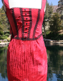 Red With Black Trim Torn Old West Dress