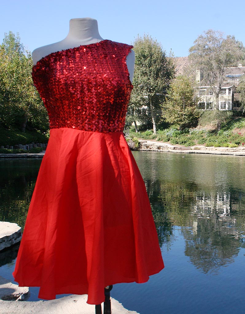 Red Sequin Top Dress