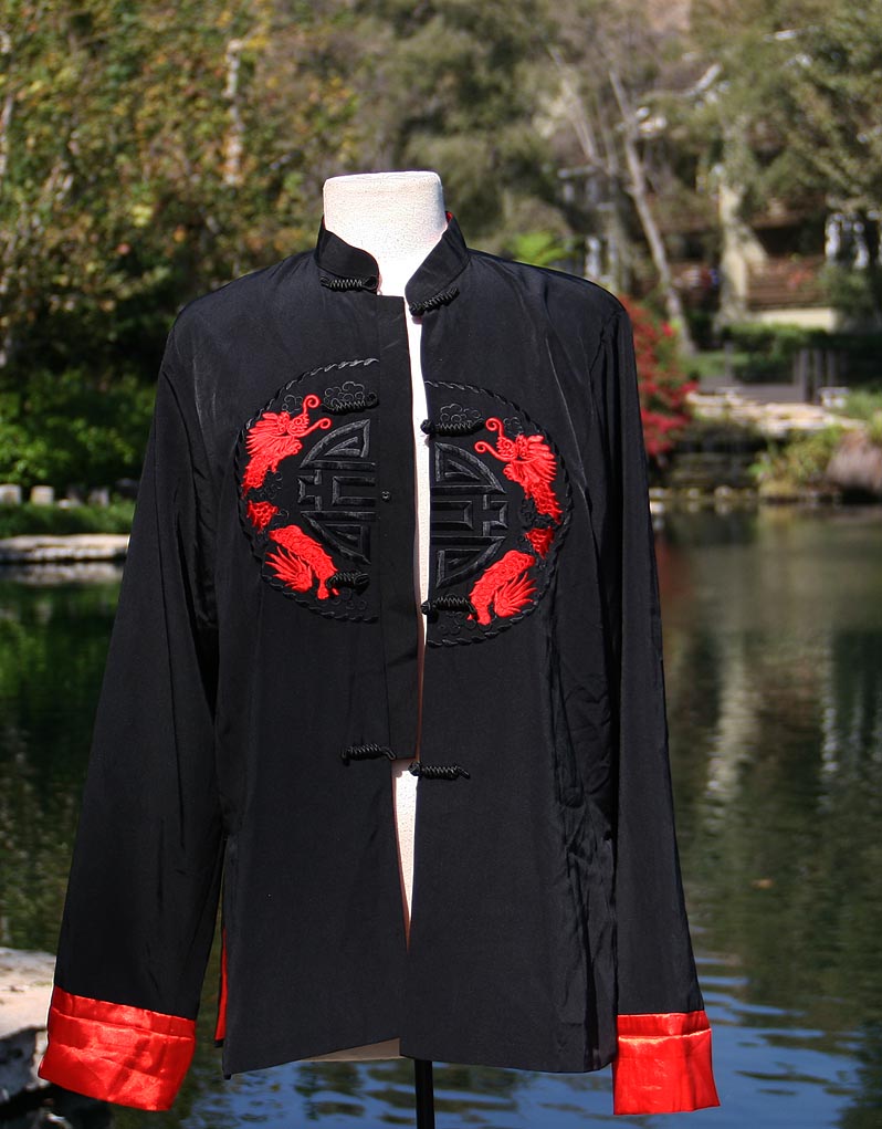 Asian Black Red Traditional Jacket