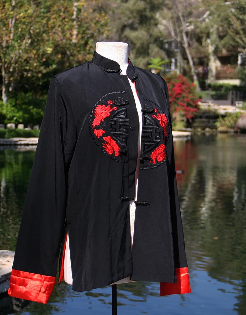 Asian Black Red Traditional Jacket