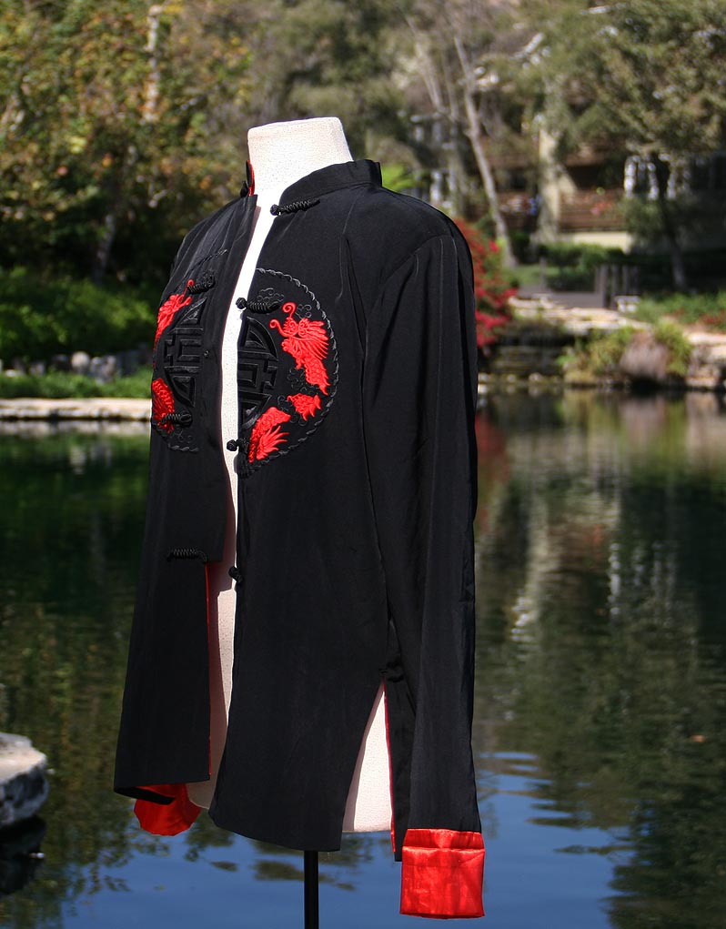 Asian Black Red Traditional Jacket