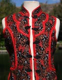 Asian Black Red Traditional Vest