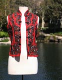 Asian Black Red Traditional Vest