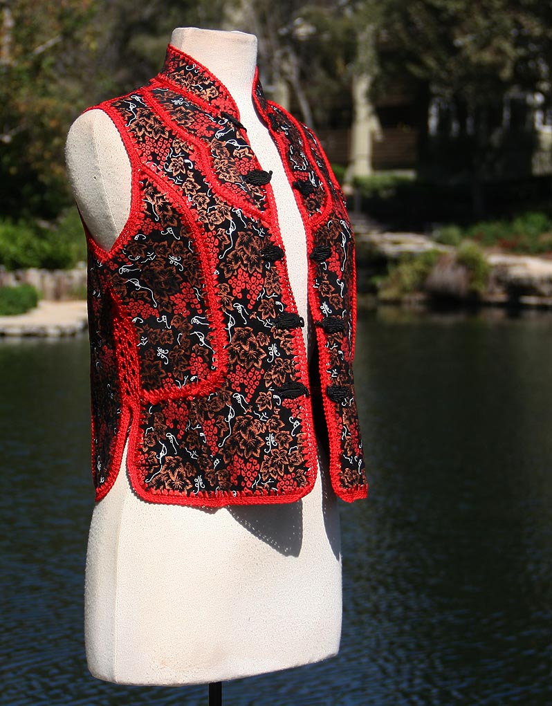 Asian Black Red Traditional Vest