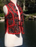 Asian Black Red Traditional Vest