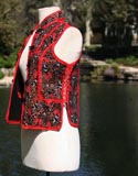 Asian Black Red Traditional Vest