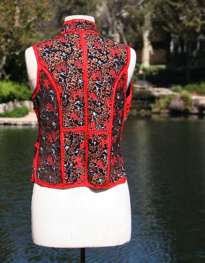 Asian Black Red Traditional Vest