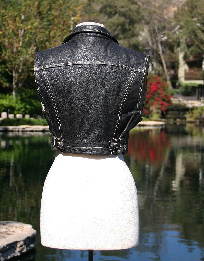 Black Leather Crop Vest