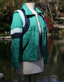 Green Blue Ski Jacket With Hood And Removable Sleeves