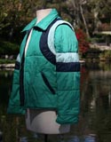 Green Blue Ski Jacket With Hood And Removable Sleeves