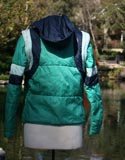 Green Blue Ski Jacket With Hood And Removable Sleeves