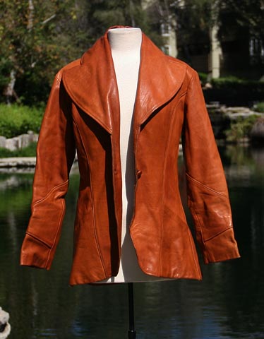 BROWN COW WING LAPEL QUARTER LENGTH LEATHER JACKET