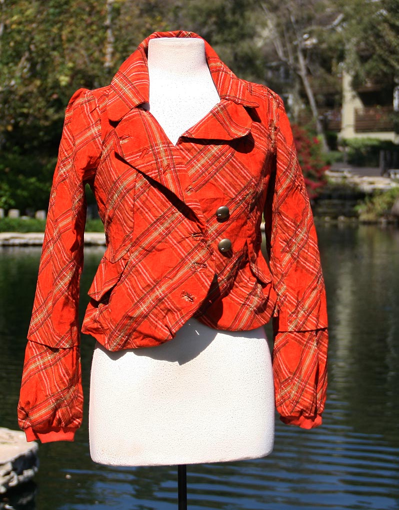 Orange Double Breasted Crop Jacket