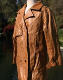 Tan Leather Double Breated Quarter Length Collared Coat