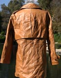 Tan Leather Double Breated Quarter Length Collared Coat