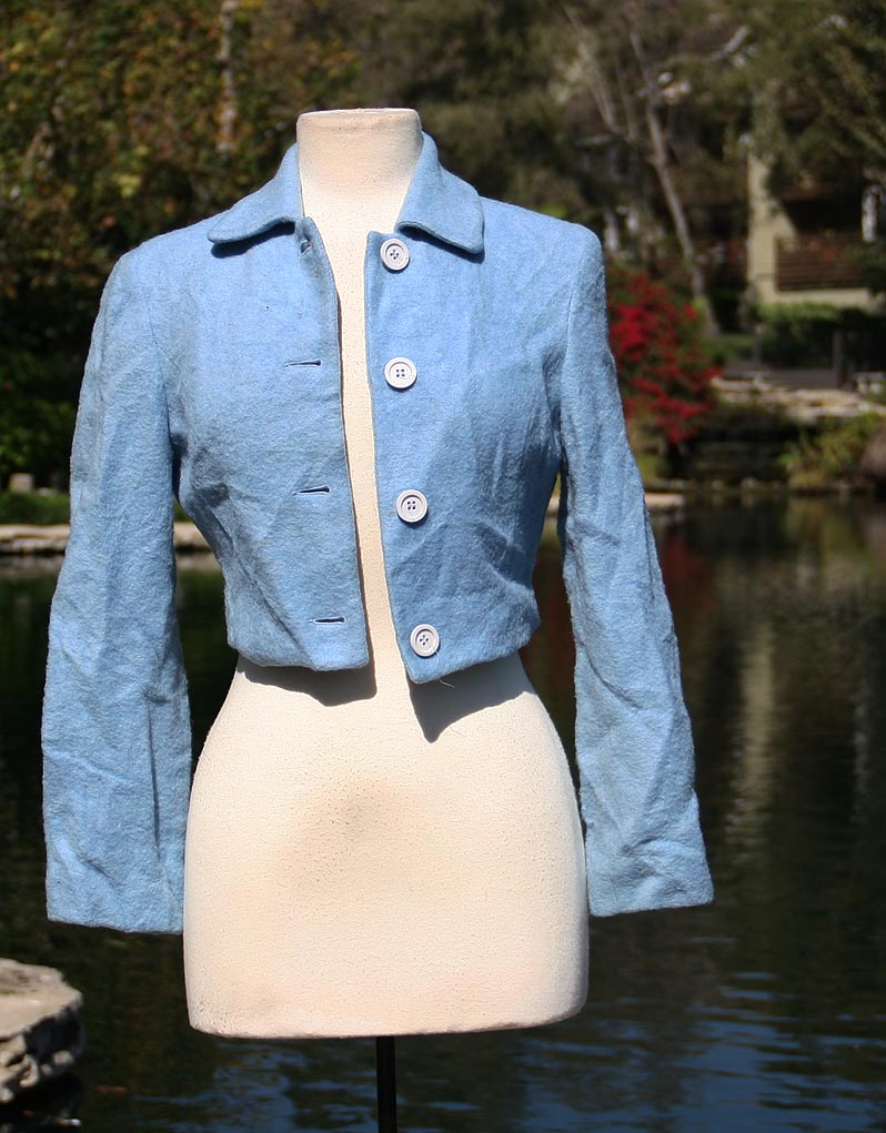 Powder Blue Crop Long Sleeve Jacket