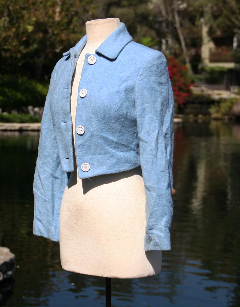 Powder Blue Crop Long Sleeve Jacket