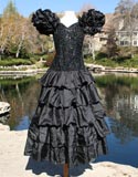 Black Sparkle Top Ruffles Sheevles Layered Ruffle Bottom Dress