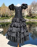 Black Sparkle Top Ruffles Sheevles Layered Ruffle Bottom Dress