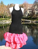 BBlack Top Pink Ruffle Bottom Sleeveless Mini Dress