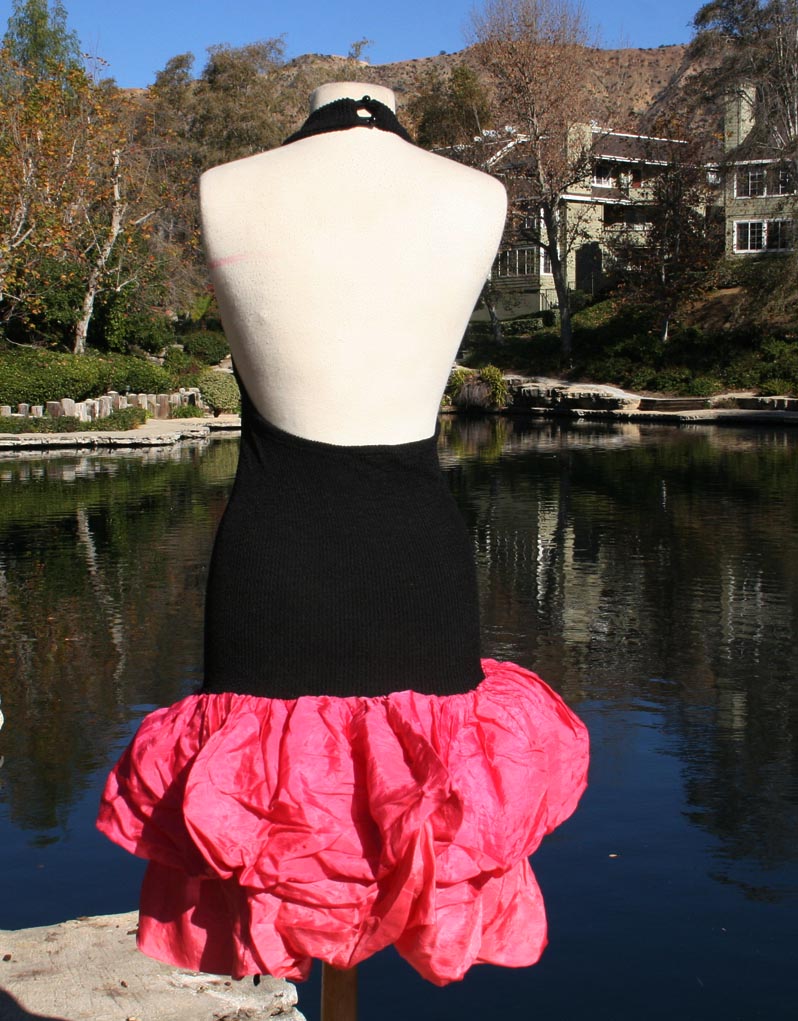 Black Top Pink Ruffle Bottom Sleeveless Mini Dress