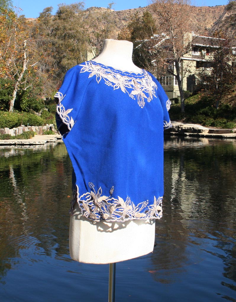 Blue Flower Embroided Top