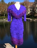 Blue Purple Frills Raised Texture Dress
