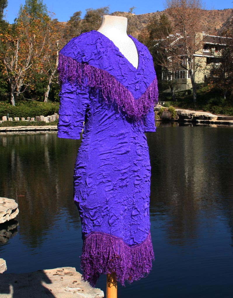 Blue Purple Frills Raised Texture Dress