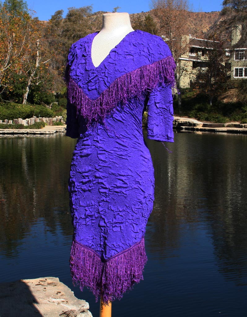 Blue Purple Frills Raised Texture Dress