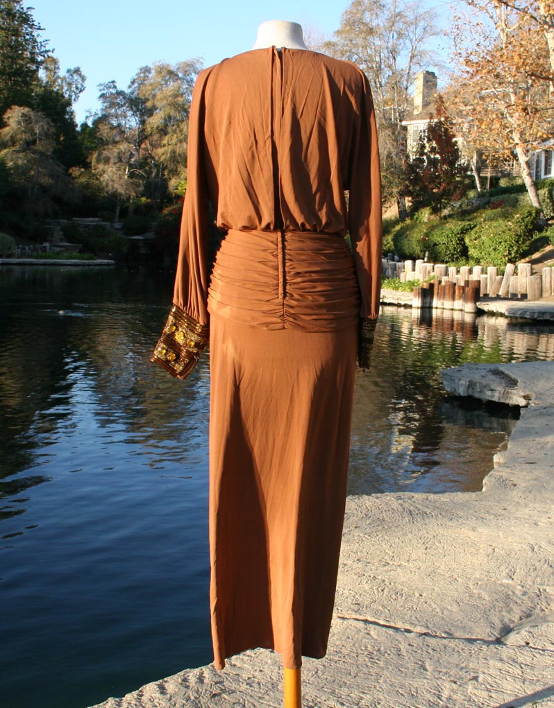 Brown Dress With Indian Yellow Stone Design