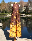 Brown Flower Design Sleeveless Dress