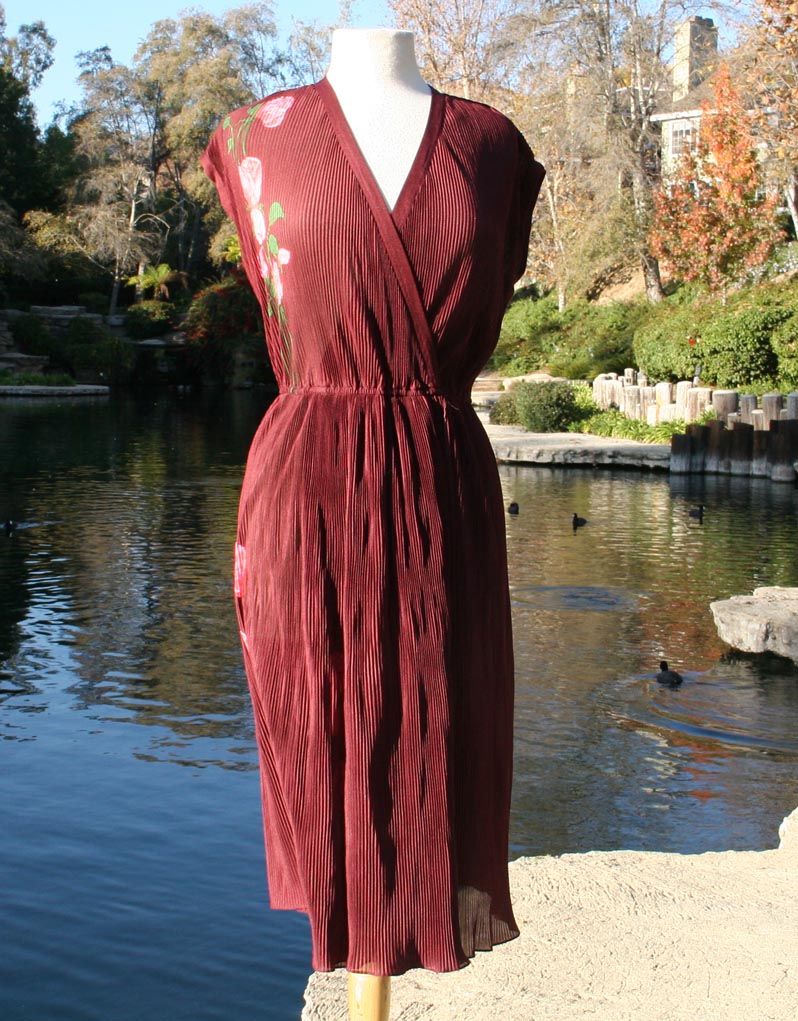 Burgundy Flower Design Dress