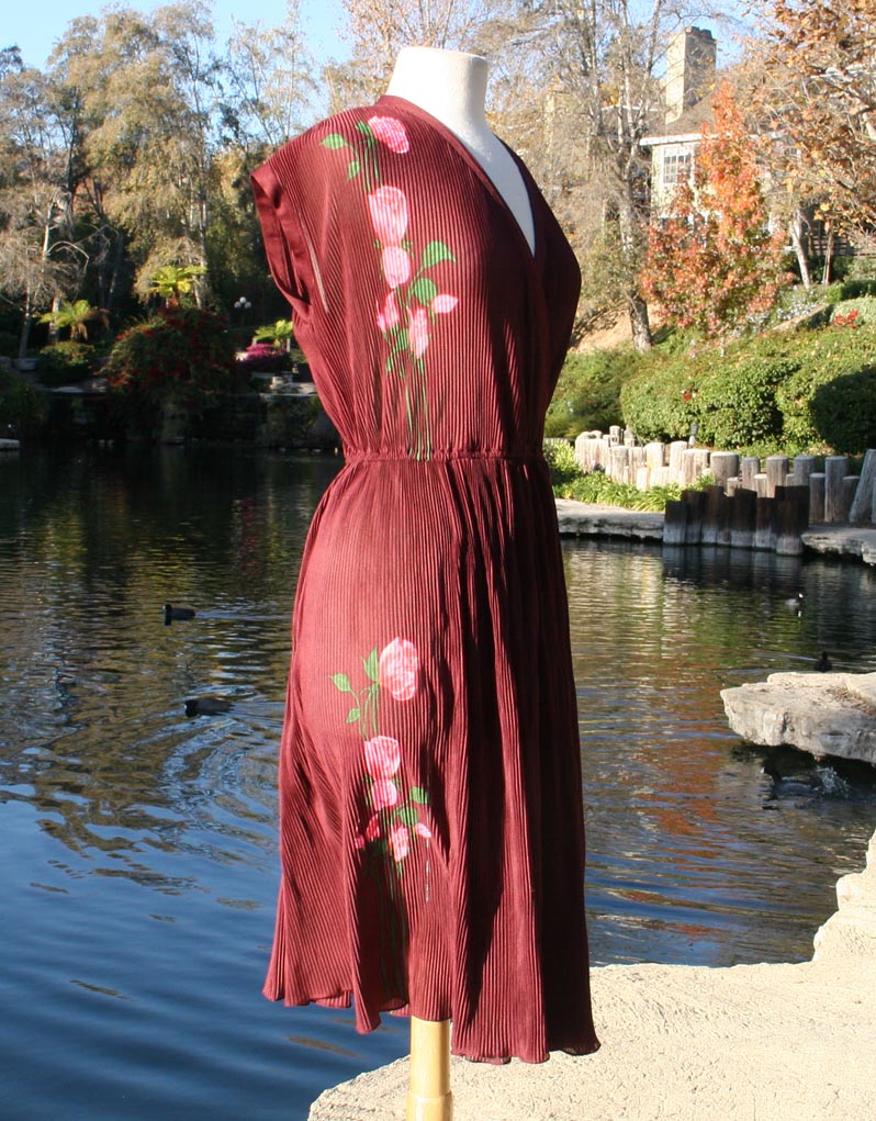 Burgundy Flower Design Dress