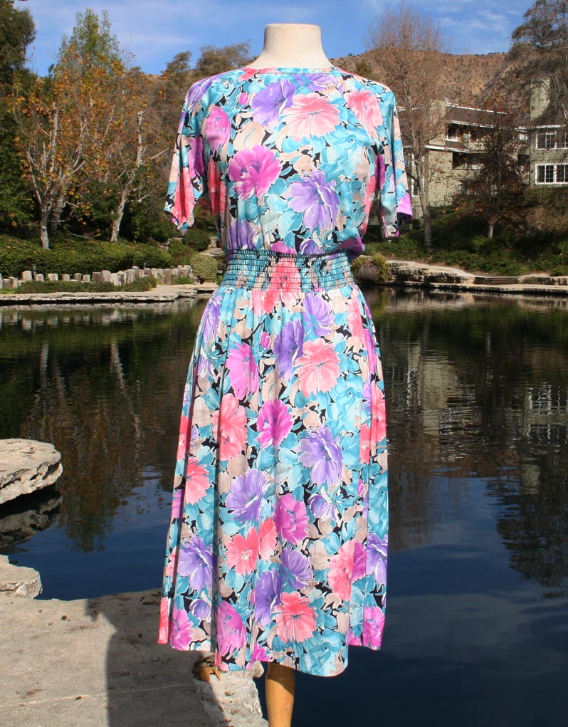 Flower Pattern 70s Dress