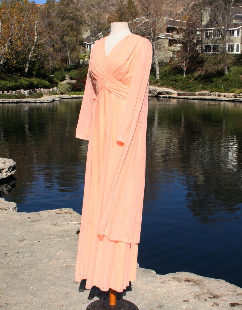 Peach Sheer Dress With Cape