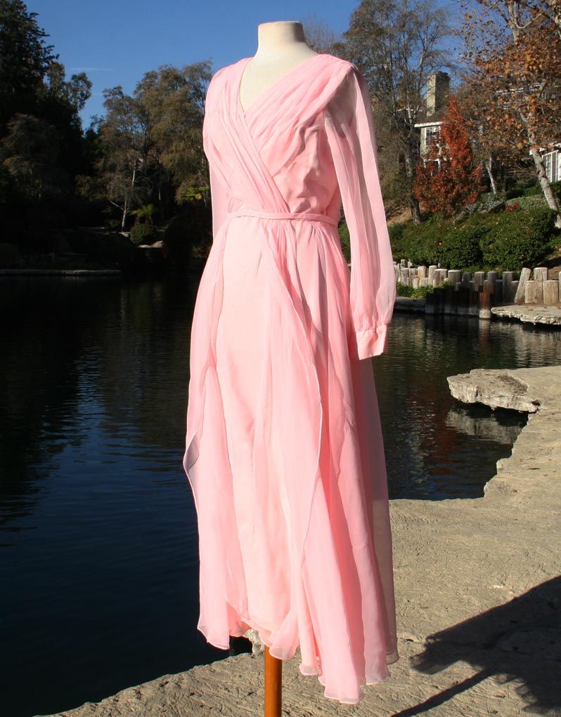 Pink Sheer Front Long Dress