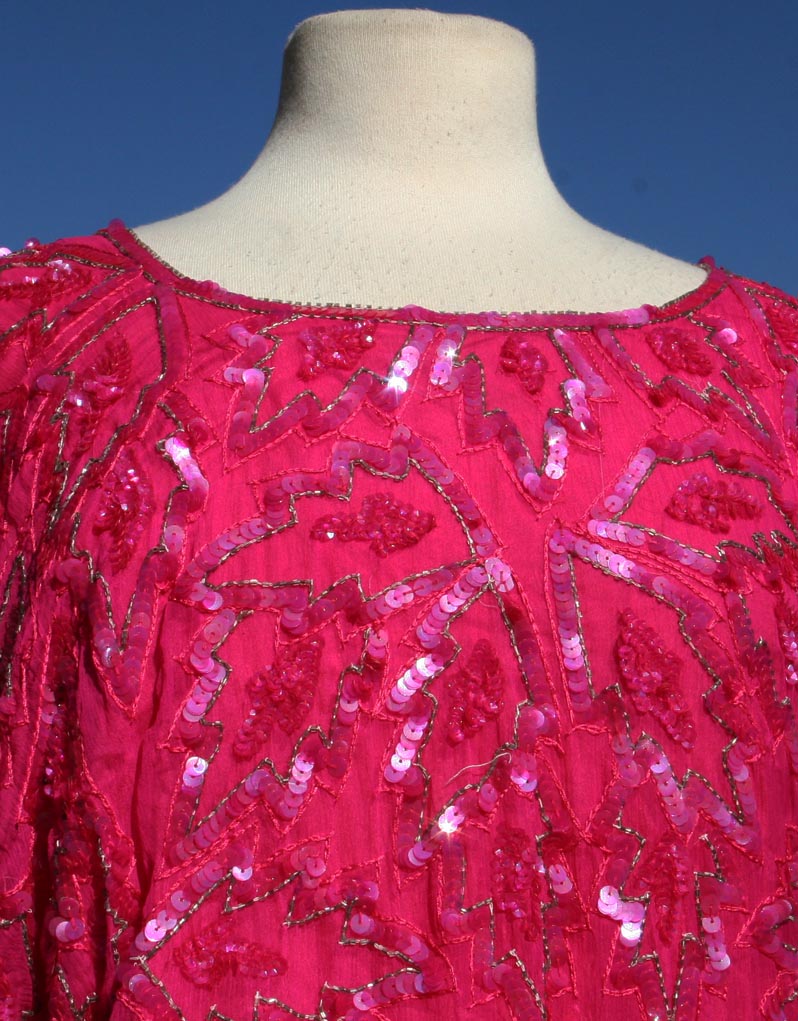 Pink Sparkle Shredded Ends Top