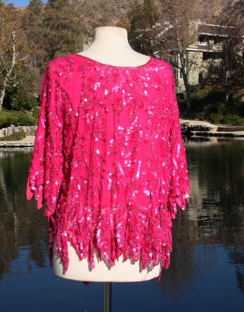 Pink Sparkle Shredded Ends Top